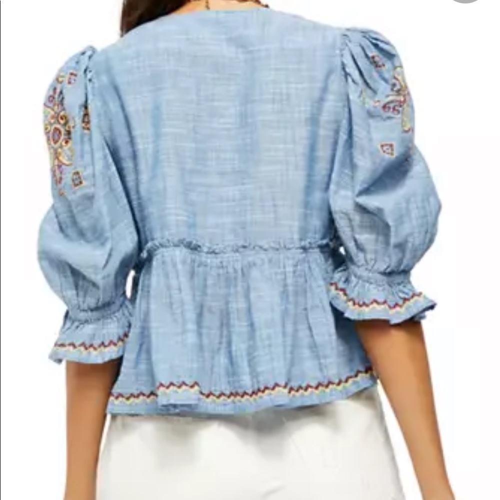 Free People Tallulah Embroidered Blouse MEDIUM - Picture 3 of 11